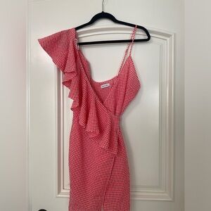 Red checkered dress with frill